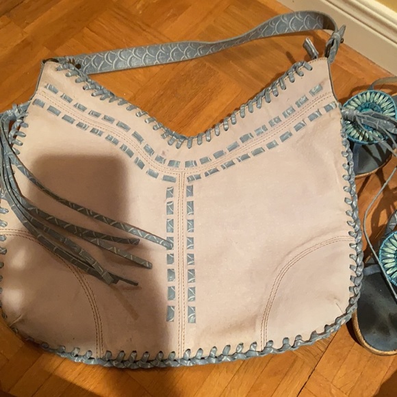 Blue beach cork shoes & blue boho suede-denim bag - Picture 4 of 11